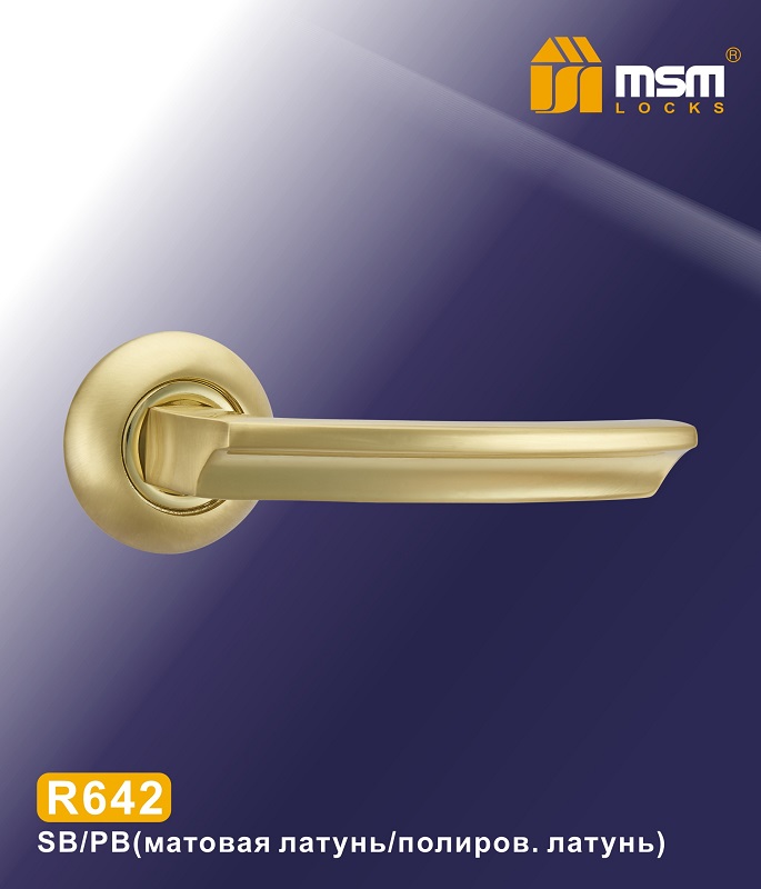 Ручки раздельные MSM R642 SB/PB ( Матовая латунь/Полированная латунь) на круглом основании