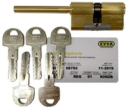 Механизм цилиндровый Evva (Эффа) ICS  62мм (31*31) кл/шток (латунь)