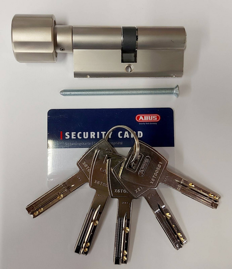 Механизм цилиндровый Abus X6 (Абус) 60 мм (30*30) никель, кл/вертушка